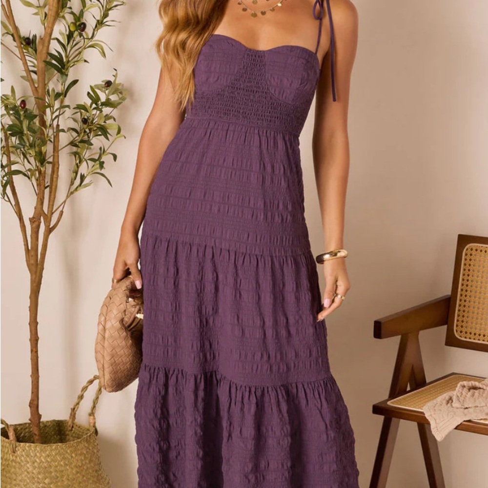 Vici Alissen Purple Ruffled Tiered Maxidress